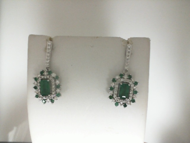 Gemstone & Halo Diamond Earrings
1/3 ctw 5x3 MM & 1.45 MM Emerald and Round Cut Diamond Precious Earring in 14K White Gold