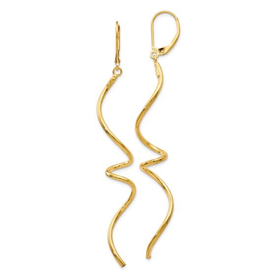 Nickle Free 14 Karat  Yellow Gold Twisted Leverback Earrings