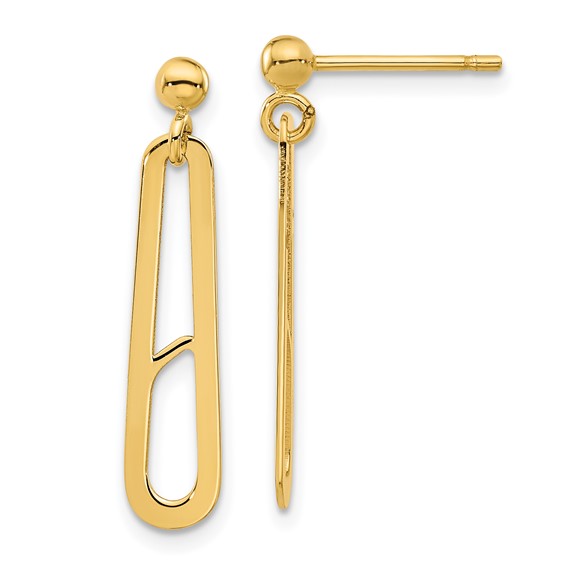 14 Karat Yellow Gold Polished Paperclip Dangle Earrings
Length of Item: 26.85 mm
Width of Item: 5.8 mm