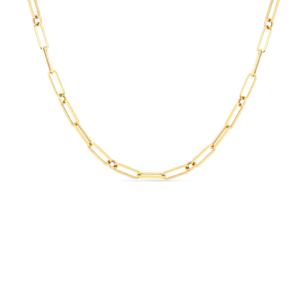 Roberto Coin 18 Karat Yellow Gold Shiney And Fluted Paperclip  Chain 17 Inch