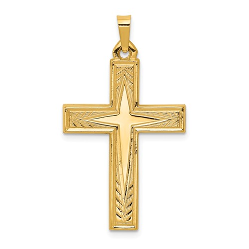 14 Karat Yellow Gold Polished Hollow Latin Cross Charm