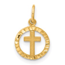 14 Karat Yellow Gold Eternal Life Cross Charm