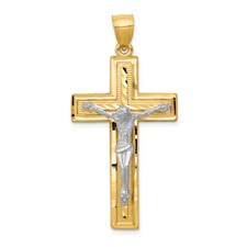 14 Karat White And Yellow Gold Crucifix