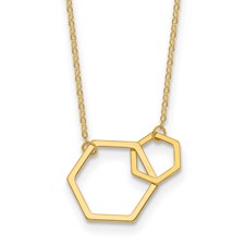 14 Karat Yellow Polished Intertwined Hexagons 18 Inch Necklace