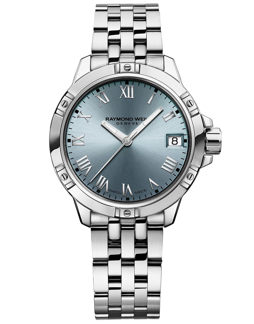 Raymond WeilTango Classic Ladies Quartz Blue Dial Steel Date Watch, 30mm (5960-ST-00500)
Stainless Steel Bracelet, Blue Dial, Indexes, Stainless Steel Case