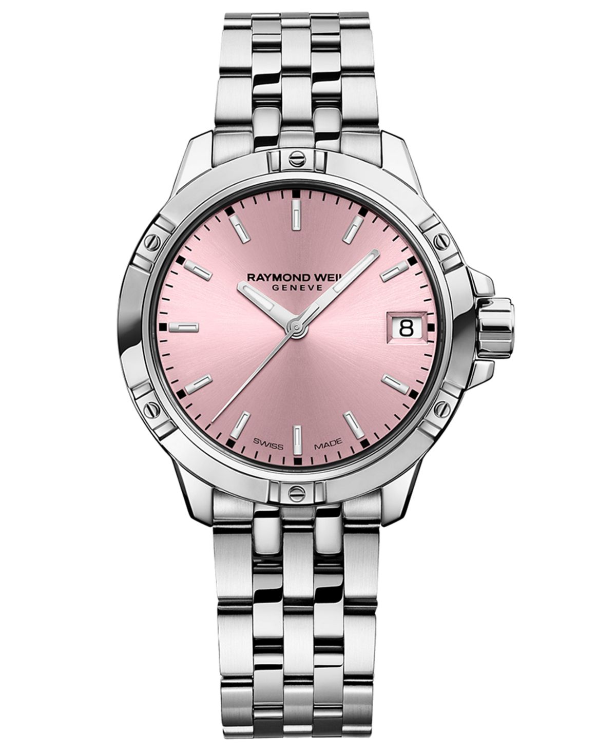 Raymond Weil Tango Classic 30mm Quartz Pink Dial Steel Date Watch (5960-ST-80001)
,Stainless Steel Bracelet, Pink Dial, Indexes, Stainless Steel Case