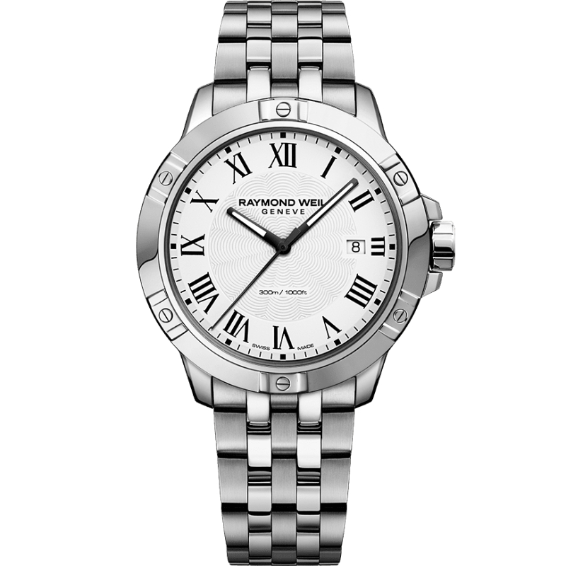 Raymond Weil Tango Classic Men's Stainless Steel White Dial Quartz Watch (8160-ST-00300)
41 mm, stainless steel bracelet, white dial, black Roman numerals