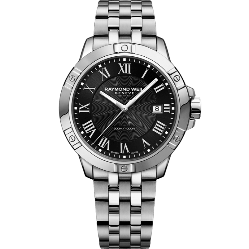 Raymond Weil Stainless Steel Tango Classic 41mm Black Dial Quartz Date Watch  (8160-ST-00208)