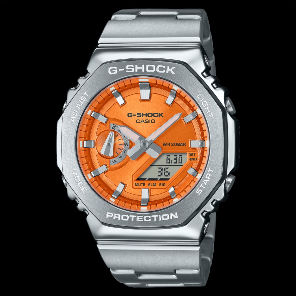 Casio G Shock Blaze Orange Metal Bezel Watch GM2110D 4ACR 001 505 05076