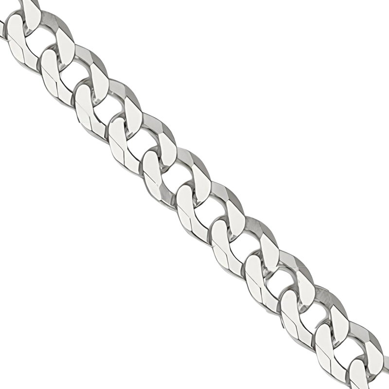 Sterling Silver 5mm Beveled Curb Link Chain 20 Inch