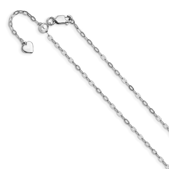 Sterling Silver Adjustable 2mm Flat Oval Chain 22