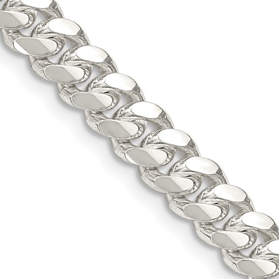Sterling Silver 6.4mm Polished Domed Curb Chain 22 inch