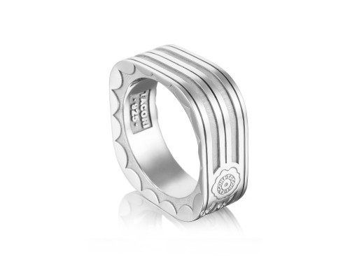 Tacori Sterling Silver 9.5mm Monterey Roadster Square Racing Lines Engraved Ring 
Size 11-- NO SIZING