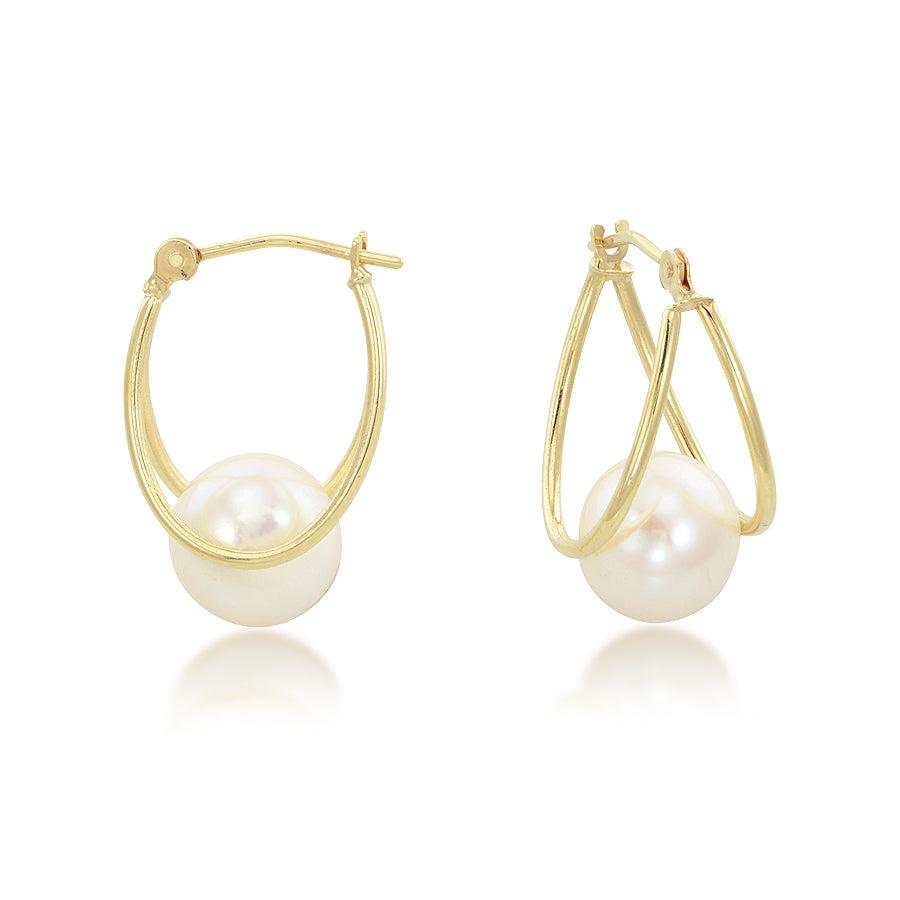 14 Karat Yellow Gold 8mm Freshwater Pearl Hoop Earrings
19X9MM