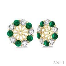 Gemstone & Diamond Earrings Jacket
2.30 MM Round Cut Emerald and 1/2 Ctw Round Cut Diamond Earring Jacket in 14K Yellow Gold