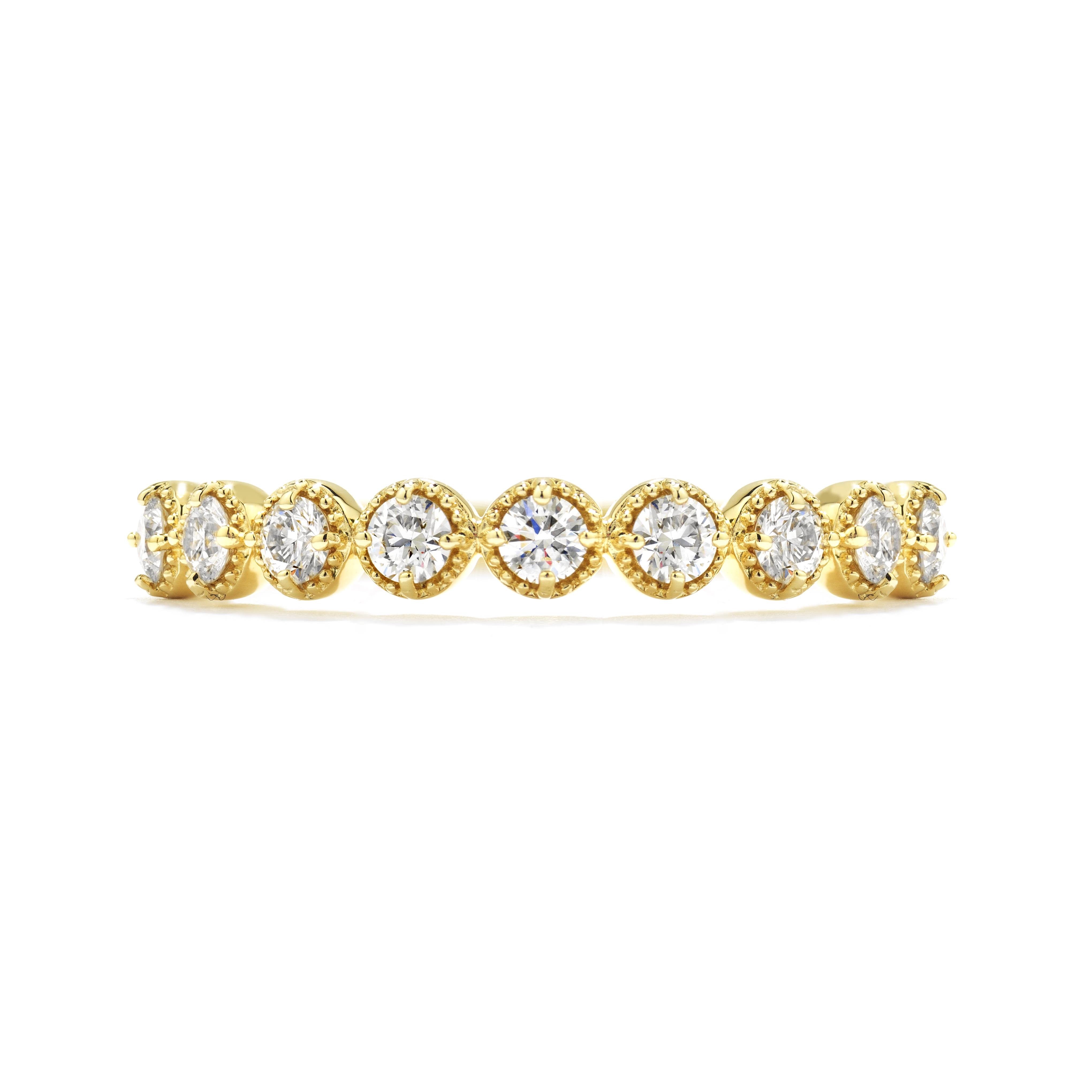 0.25 ctw. Diamond Bar Single Prong Milgrain Band in 18K Yellow Gold