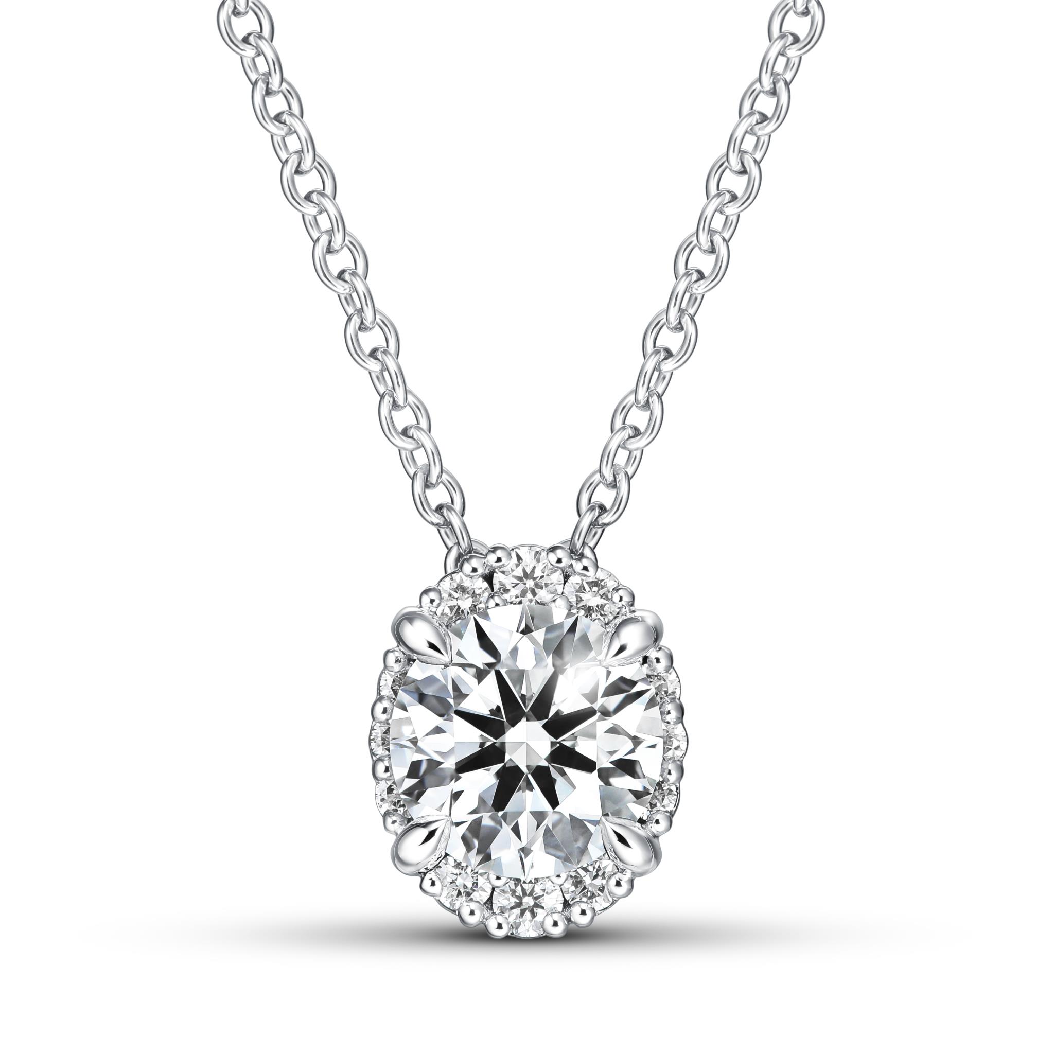 Hearts On Fire 18 Karat White Gold 0.63 ct Ellipse Diamond Pendant 18 Inch