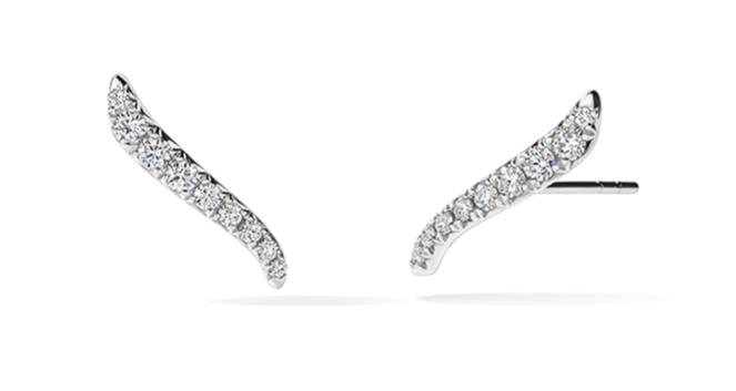 Hearts On Fire 18 Karat White Gold Vela Diamond Climber Earrings 0.28 Ct