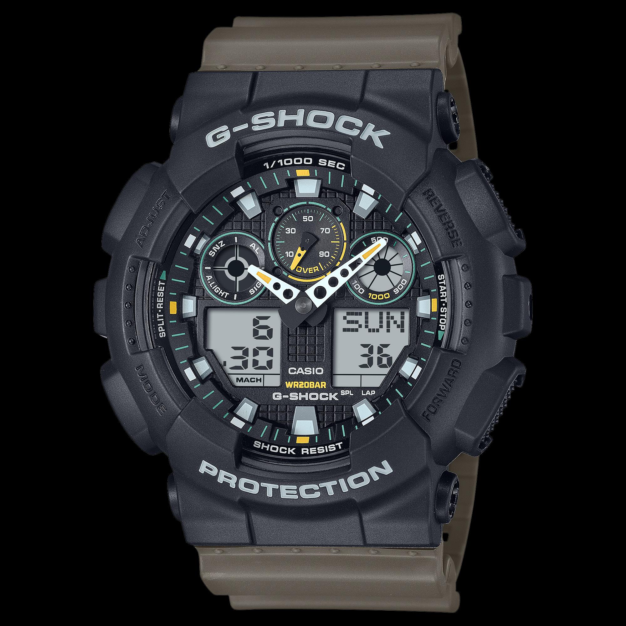 Casio G-Shock Stainless Steel/Resin Olive Green And Black Multifuction Digital Watach